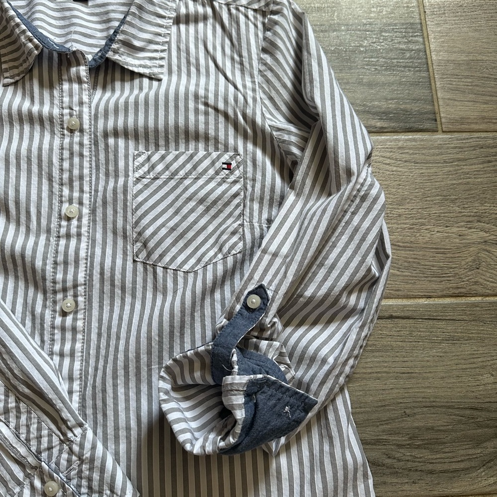 Tommy Hilfiger Gray Casual Button Down Shirt size S/P - Picture 10 of 11